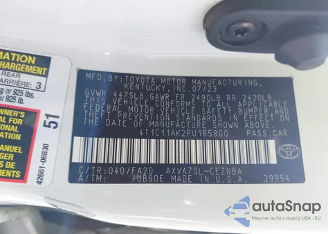 2023 Toyota Camry Le from USA, damaged, VIN 4T1C11AK2PU185800